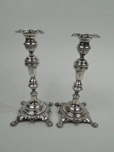 Pair of Portuguese Classical Silver Candlesticks C 1840