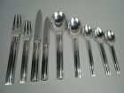 Puiforcat Silver Dinner & Lunch Set for 12 in Art Deco Cannes Pattern