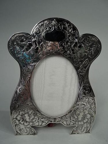 Unger Exuberant Art Nouveau Sterling Silver Picture Frame