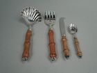 Group of 4 Buccellati Tahiti Sterling Silver & Cane Serving Pieces