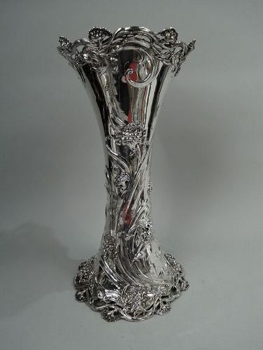 Big & Showy Antique American Art Nouveau Sterling Silver Vase