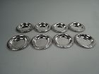 Set of 8 Kirk Baltimore Repousse Sterling Silver Coaster Dishes
