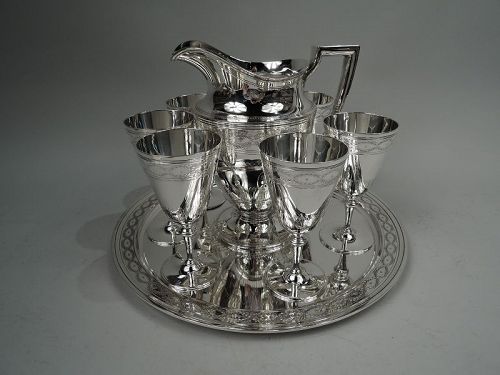 Tiffany Winthrop Drinks Set for 6 with Pitcher & Goblets on Tray