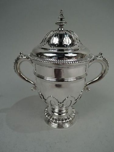 Crichton English Neoclassical Britannia Silver Covered Urn 1930