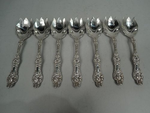 Set of 7 Alvin Orange Blossom Sterling Silver Ice Cream Forks