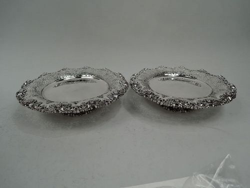 Pair of Antique Tiffany American Classical Sterling Silver Compotes