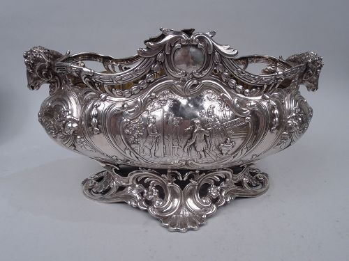 Antique German Rococo Silver Centerpiece Bowl by Neresheimer