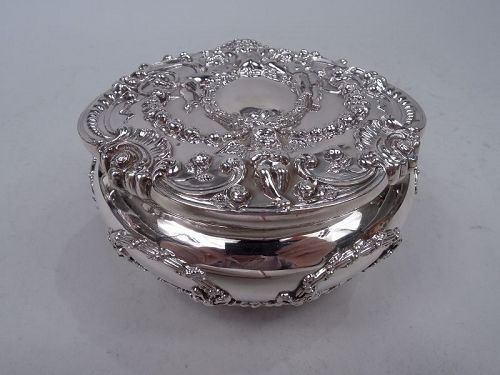 Antique Tiffany Edwardian Classical Sterling Silver Powder Box