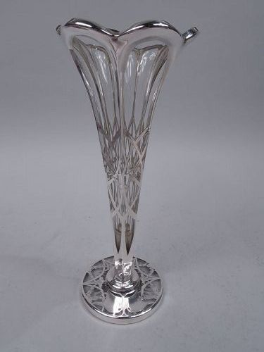 Antique La Pierre Edwardian Classical Silver Overlay Vase