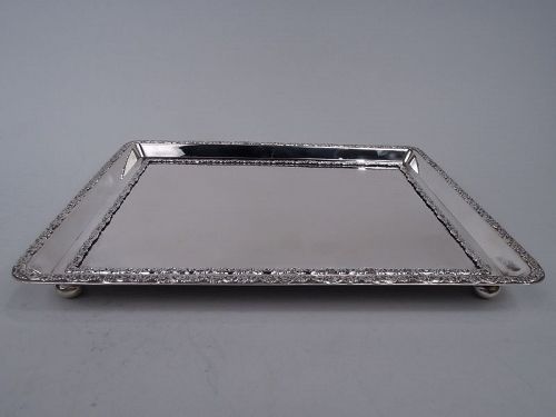 Antique English Edwardian Classical Sterling Silver Rectangular Tray