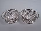 Pair of Tiffany Edwardian Classical Silver-Plated Wine Bottle Coasters