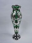 Antique American Art Nouveau Green Silver Overlay Vase