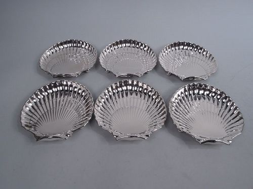 Set of 6 Gorham Midcentury Modern Scallop Shell Seafood Dishes