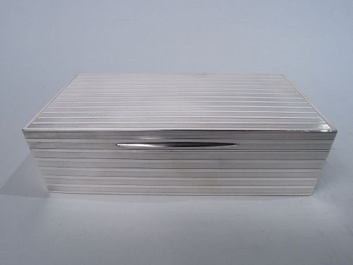 English Modern Sterling Silver Striped Box 1912