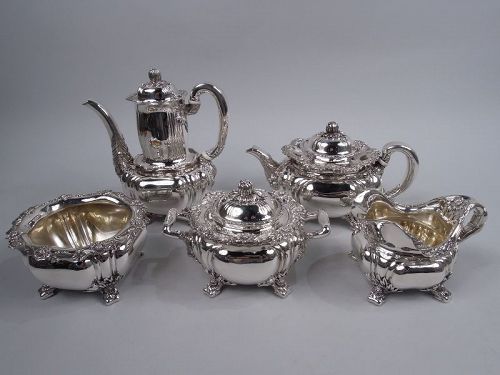 Fabulous Antique Tiffany Chrysanthemum 5-Piece Coffee & Tea Set