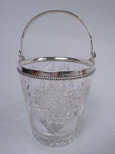 Antique American Brilliant-Cut Glass & Sterling Silver Ice Bucket