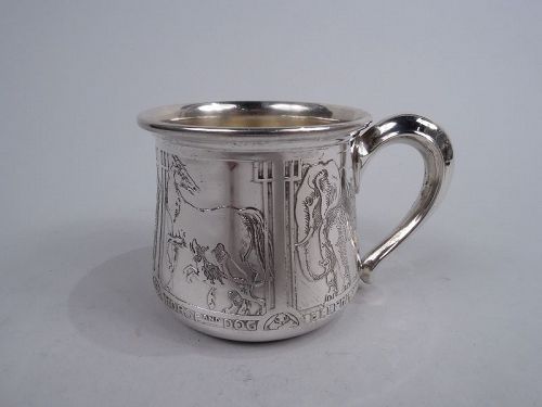 Antique Kerr Sterling Silver Baby Cup with Super Sweet Animals