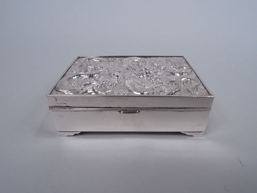 Antique Japanese Meiji Silver Dragon Trinket Box