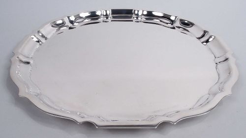 Gorham Chippendale Sterling Silver 12-Inch Round Piecrust Tray 1943