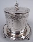 Antique English Victorian Classical Sterling Silver Biscuit Jar 1872