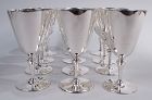 Set of 12 Tiffany American Modern Sterling Silver Goblets