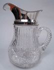 Antique American Brilliant-Cut Glass & Sterling Silver Water Pitcher