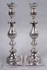 Pair of Antique Russian Classical Silver Candlesticks C 1888