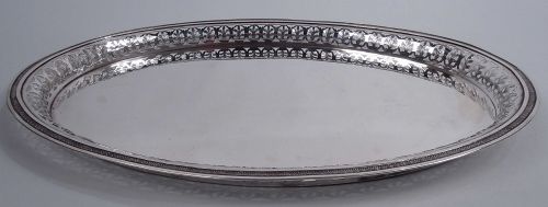 Antique German Biedermeier Classical Silver Tray C 1860