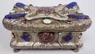 Austrian Biedermeier Jeweled Silver Gilt Casket with Cameos 1846