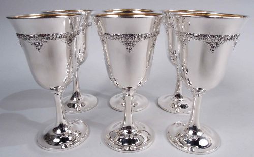 Set of 6 Wallace Normandie Sterling Silver Goblets