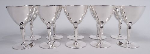 Set of 10 Tiffany American Art Deco Sterling Silver Cocktail Cups