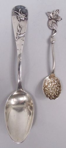 Two Antique Schiebler American Sterling Silver Novelty Spoons