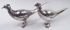 Pair of German Hanau Silver Centerpiece Pheasants with Hinged Wings