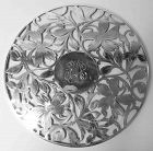 American Art Nouveau Floral Silver Overlay 12-Inch Round Trivet