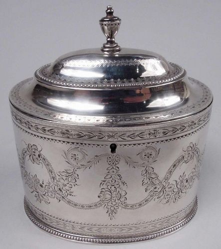 Rare Hester Bateman English Georgian Neoclassical Tea Caddy 1782