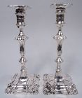 Pair of English Edwardian Georgian Sterling Silver Candlesticks 1903