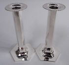Pair of Tiffany Modern Classical Sterling Silver Candlesticks