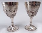 Pair of Elkington English Victorian Sterling Silver Horse Goblets 1860