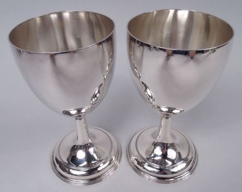 Pair of English Georgian Neoclassical Sterling Silver Goblets 1783