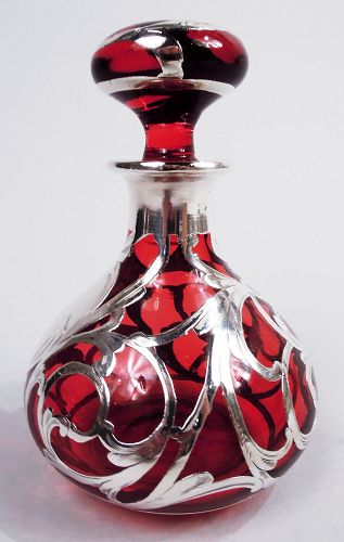 Art Nouveau Sterling selling Overlay Perfume Bottle