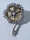 Antique Citrine And Diamond Flower Shaped Brooch 1880
