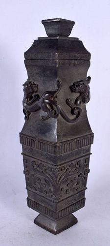 18th century Chinese bronze vase and cover