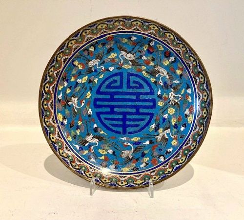 Chinese cloisonne enamel dish