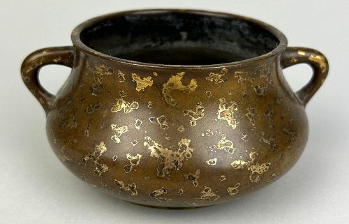 Chinese gold splash bronze censer