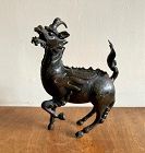 Chinese bronze qilin censer