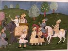 Indian/Mughal School 19th C painting of royal procession.