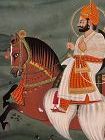 Indian/Mughal School 19th C painting of maharaja on a horseback