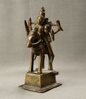 19th C Indian bronze sculpture of Hindu deity riding a horse