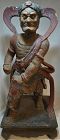 CHINESE CARVED WOODEN DEMONIC FIGURE, MING DYNASTY