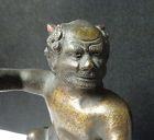 POWERFUL JAPANESE BRONZE STATUE OF AN ONI, EDO PERIOD